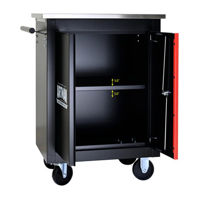 Black&Red Multi Cabinet With Additional Storage - Tool Stainless Steel Top
