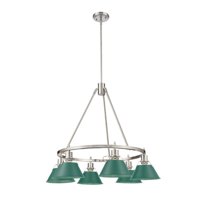 Orwell 6-Light Chandelier in Chrome with Pine Green