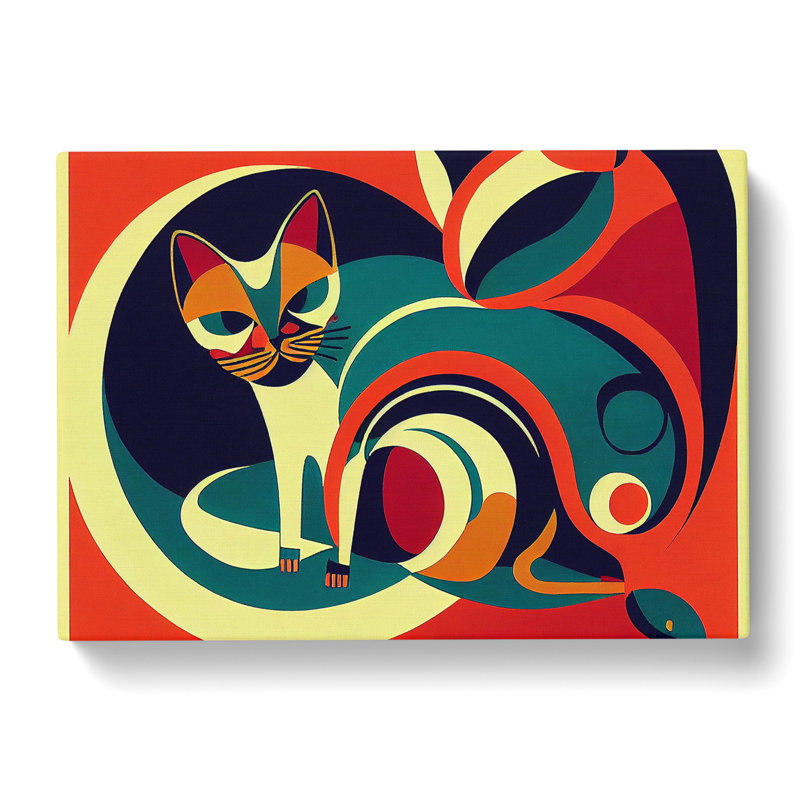 Cat Deco - Wrapped Canvas, 50cm H x 76cm W x 3cm D