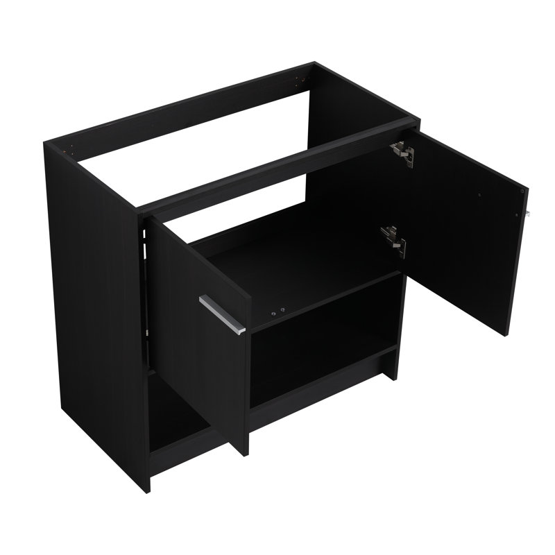 Armoire de meuble-lavabo sur pied 36 po avec 2 portes, contreplaqué (lavabo non inclus) | Idée de cadeau, Chêne foncé