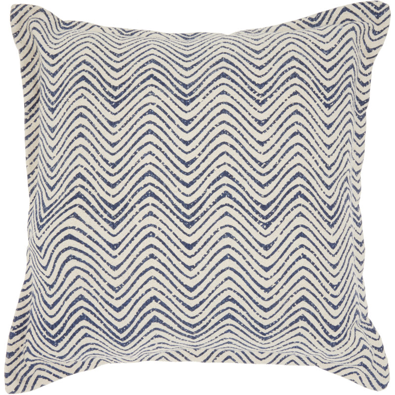 Arielle Square Pillow Cover & Insert, Indigo Chevron, 20'' H x 20'' W