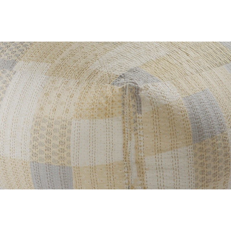 Strom Kantha Oversized Cotton Upholstered Pouf