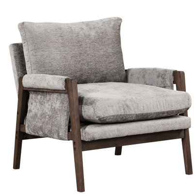 Red Accent Chair - Mid-Century Style, Wood, Velvet Seat Cushion Armchair Solid Cushions