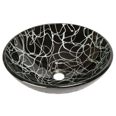 Eden Bath Eden 16.75'' Black/Silver Tempered Glass Circular Bathroom Sink