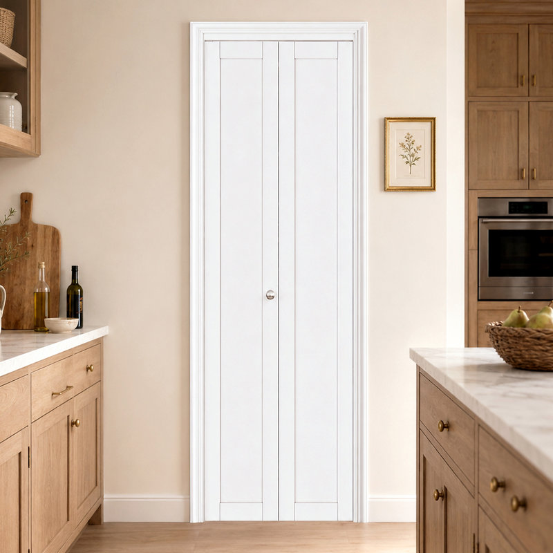 Porte pliante à panneau plein blanc 24 po x 96 po avec trousse de quincaillerie d'installation, 24" x 96", Solid Core
