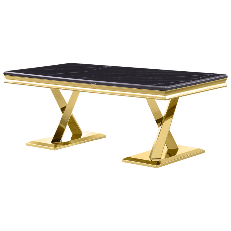 Table basse Melbourne Gold avec base en métal X