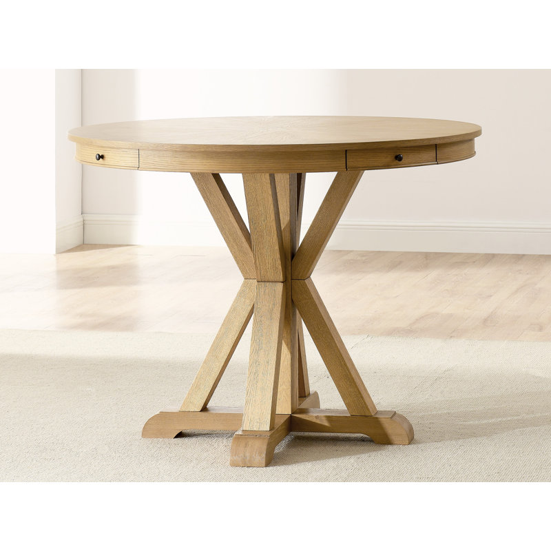 Resendez Rylie 48" Round Wood Dining Table, Brown, 36"