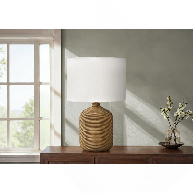 Lampe de table, éclairage, rotin, abat-jour moderne,  Brun, Beige