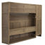 Lit avec rangement pour garde-robe, tablettes ouvertes en bois antique - garde-robe pleine grandeur à espace optimisé et décoratif, tiroirs
