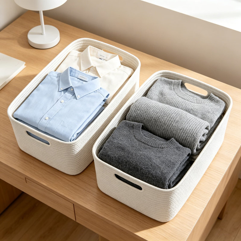 3-Pack Woven Rope Storage Baskets, Collapsible Organizer Bins For Shelves, Perfect For Toys, Books, Towels, And Clothes In Living Room, Bedroom, Or Nursery