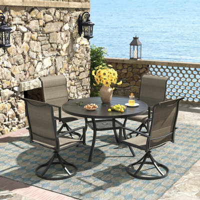 Ensemble repas d'extérieur 4 personnes avec chaises pivotantes