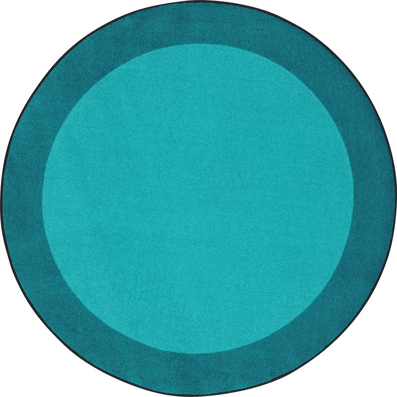 Tapis bleu sarcelle touffeté à la machine, Rond 7 pi 7 po