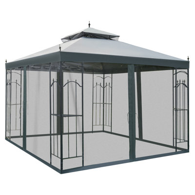 Abri de jardin pour patio avec tablettes d'angle, abri de jardin à double toit