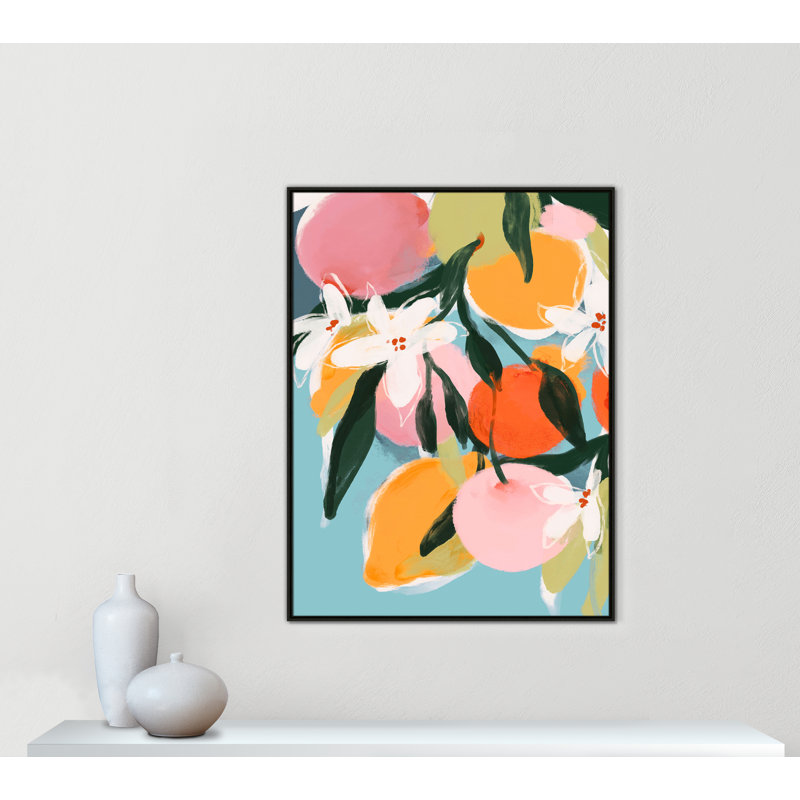 «Fruit Summer I Print» par Treechild, H 49,5 po x l 37,5 po, Flottant espresso