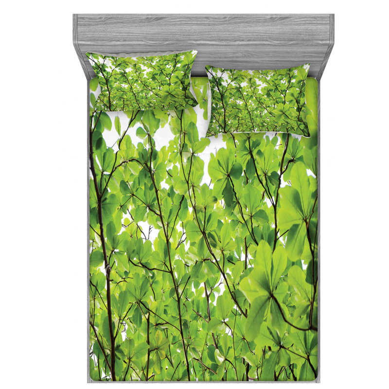 Microfiber Floral Sheet Set, Queen Sheet Set with Fitted Sheet