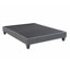 Lit plateforme tapissier gris moderne, lit double en tissu minimaliste pleine grandeur avec support en lattes de bois stable, pieds géométriques effilés, structure solide, aucun sommier requis-133226960