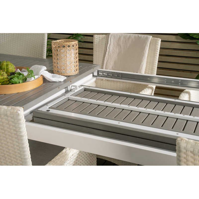 Jayesh 6 - Person Patio Dining Set with Extendable Rectangular Table, White
