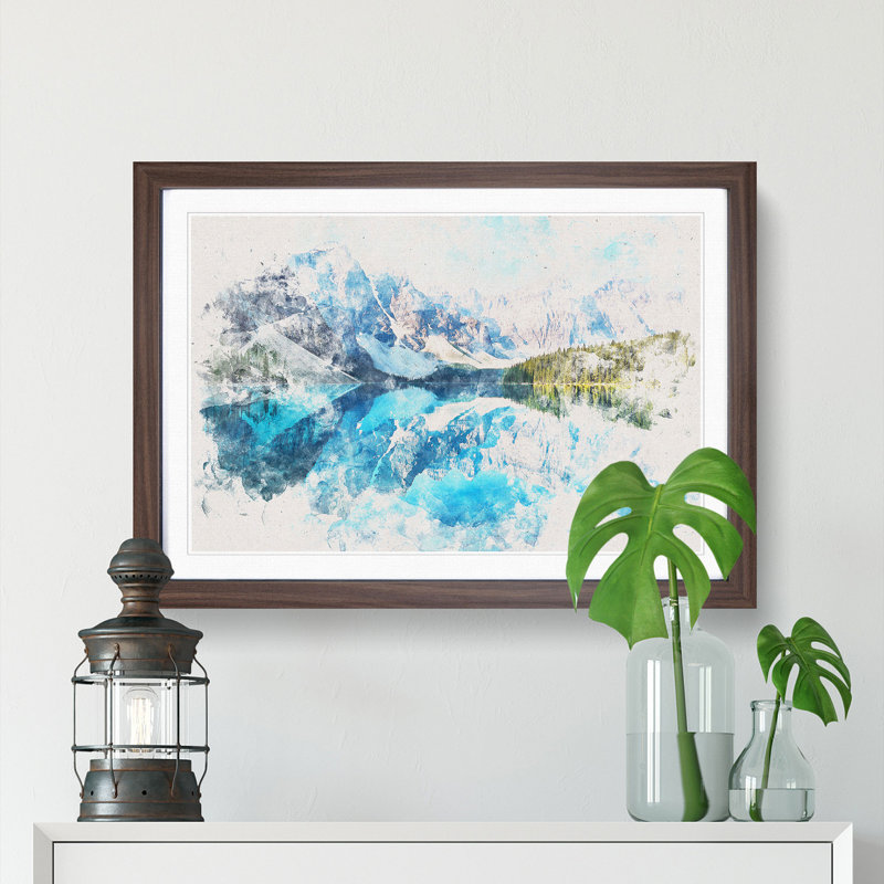 Morraine Lake in Banff Canada - Picture Frame Graphic Art Print, Walnut Framed, 62cm H x 87cm W x 2cm D