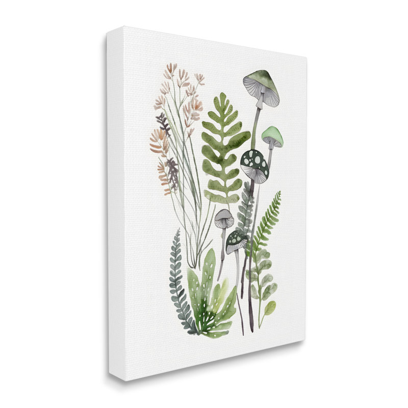 «Green Mushroom Botanicals», reproduction sur toile tendue, H 40 po x l 30 po x P 1,5 po