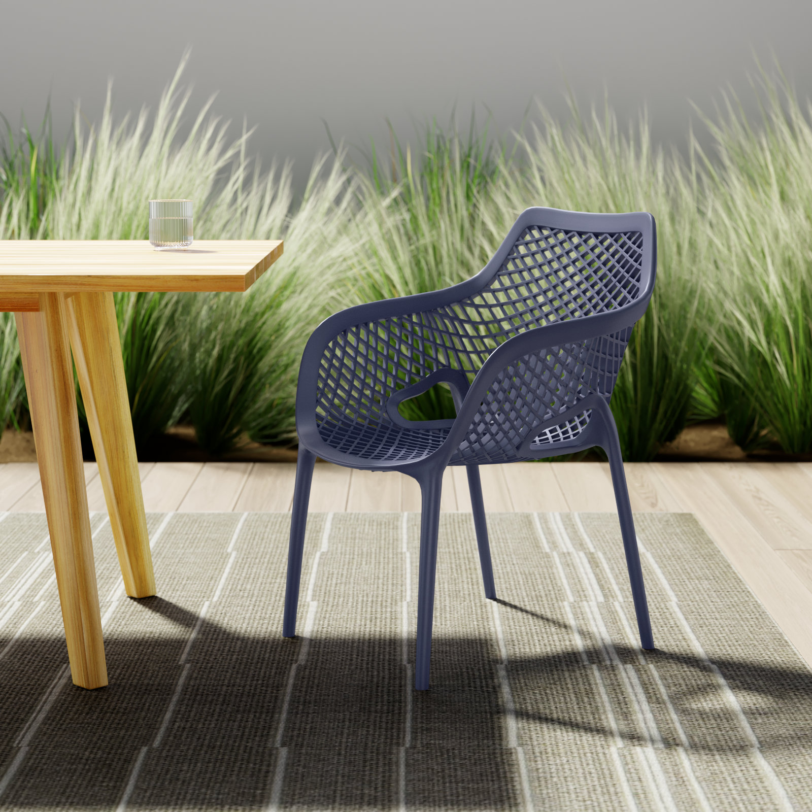 Farrah Stackable Patio Armchair, Dark Gray