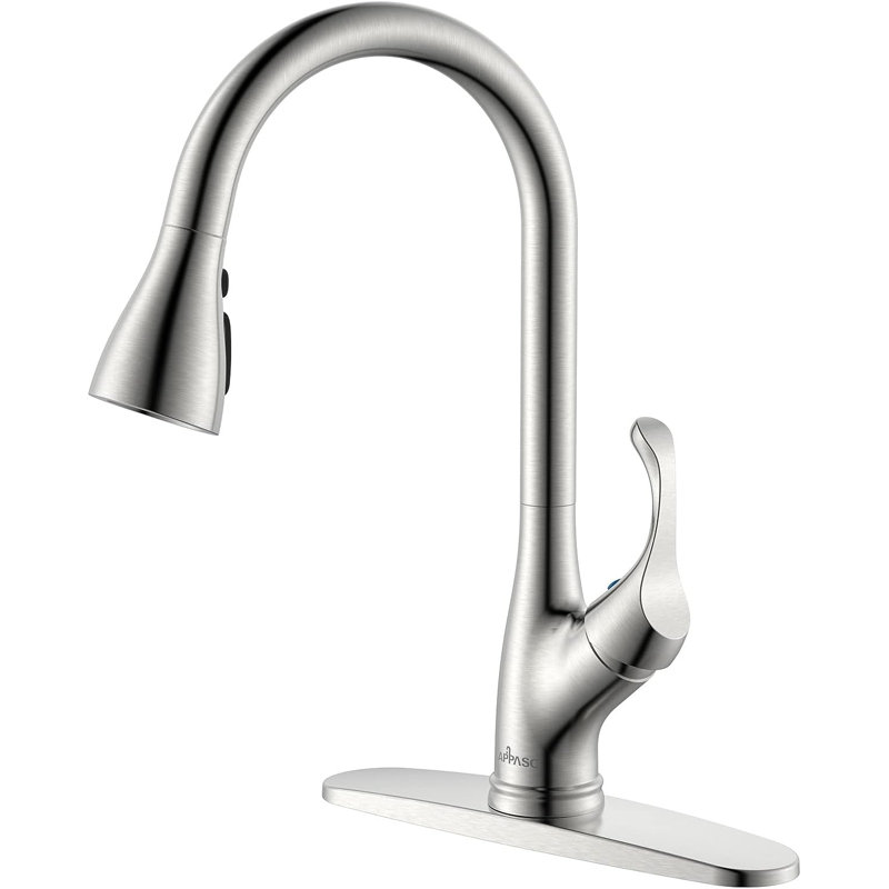 Robinet de cuisine à poignée simple, Nickel brossé