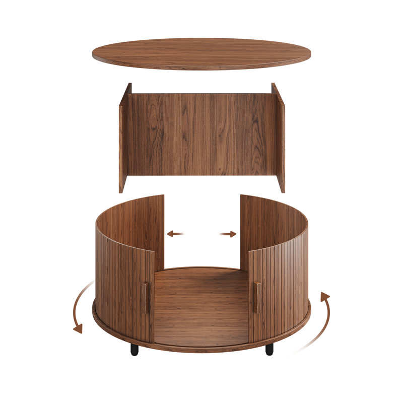 Ebern Designs Modern Round Coffee Table With 360° Curved