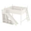 Grand lit mezzanine avec glissoire, tablettes de rangement et garde-robe - lit en bois massif pour enfants