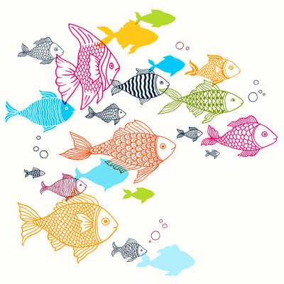 Tropical Fish Doodle by Mishkom - Wrapped Canvas Print