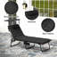Chaise de bronzage pliante, chaise longue avec auvent, noir