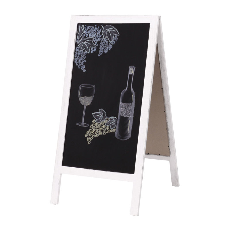 HWC-C17 Free Standing Chalkboard, White/Beige