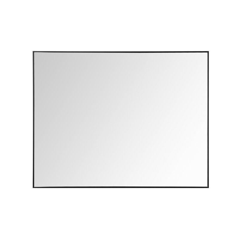 Aliyannah Solid Metal Frame Flat Mirror, 27.5" H x 35.5" W x 0.25" D, Matte Black