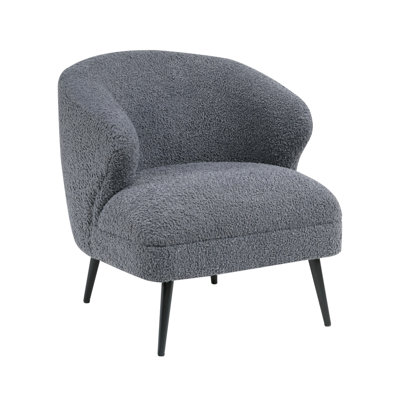 Neda Accent Chair, Soft Brown Boucle, Curved Barrel Back