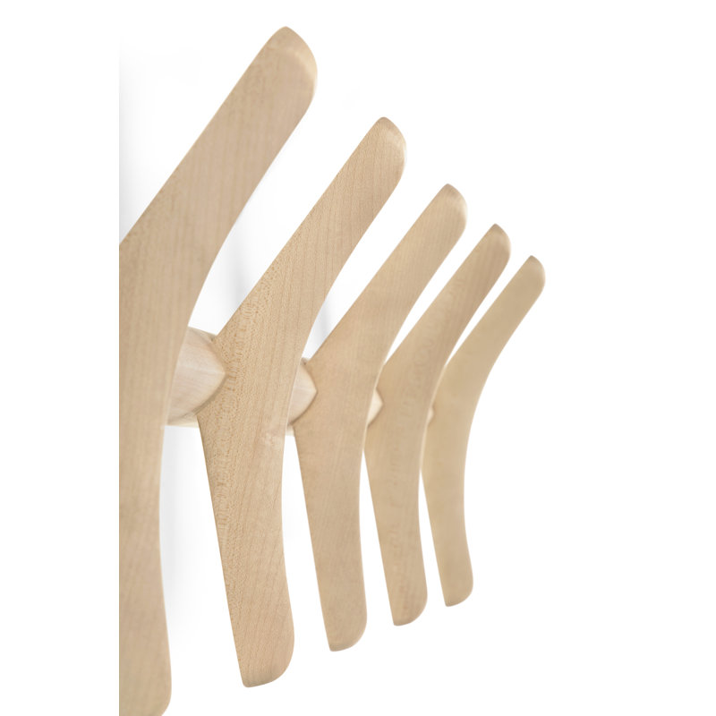Pi 5 - Hook Wall Mounted Coat Rack, Varnished Sycamore
