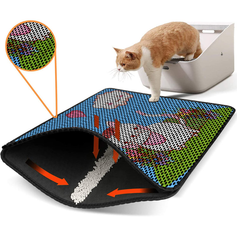 Premium Cat Litter Mat, 18 x 24 inches | 50% PVC / 50% Polyester, Machine Washable & Vacuum Friendly | Durable, Easy-Clean Design for Pet Owners | Protect Your Floors from Litter Messes