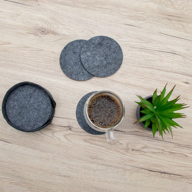 Round 8 Piece Coaster Set With Holder