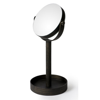 Ayven Round Wooden Framed Vanity Mirror, Contemporary Bathroom Wall Mirror