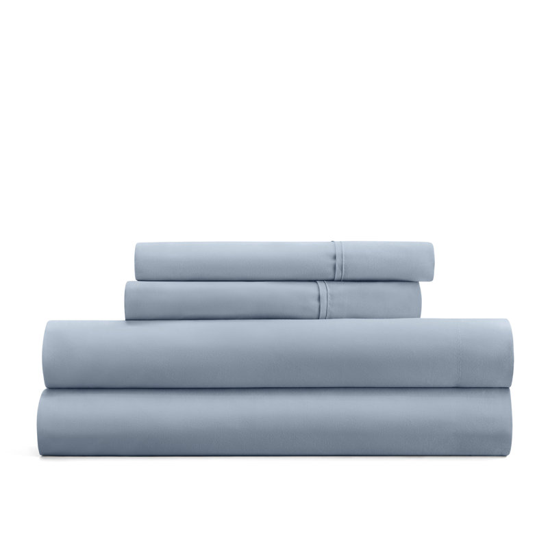 Solid Microfiber Ultra Soft Sheet Set, Queen Sheet Set with 2 Pillowcases, Light Blue