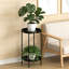 Support pour plante en métal à 2 niveaux avec plateaux amovibles, support robuste pour plante d'intérieur et d'extérieur-1357354967