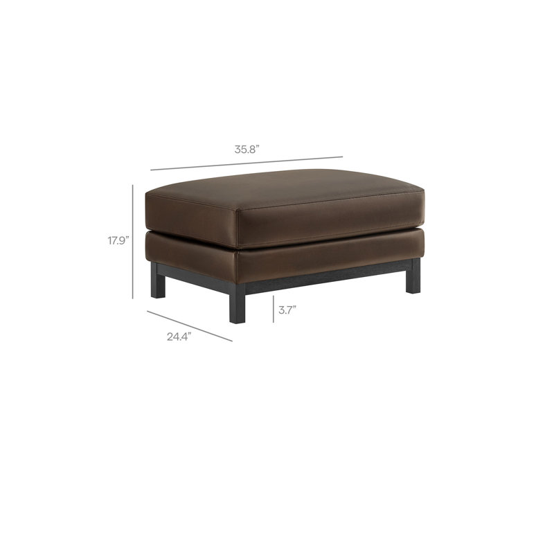 Repose-pieds en cuir Roscoe Vegan, Espresso, Noir