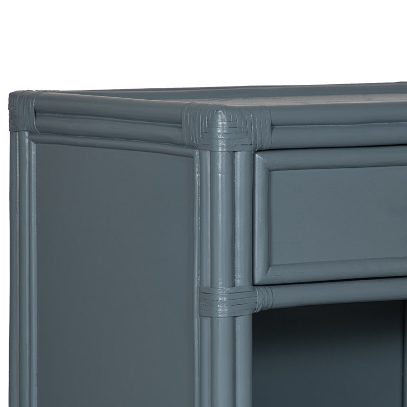 Clara Collection 1 - Drawer Rattan Nightstand, Regatta Blue