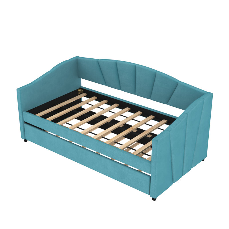 Lit plateforme tapissier Tyrence, Bleu