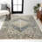 Pavel Distressed Medallion Low-Pile Machine-Washable Blue/Cream Rug-172294415