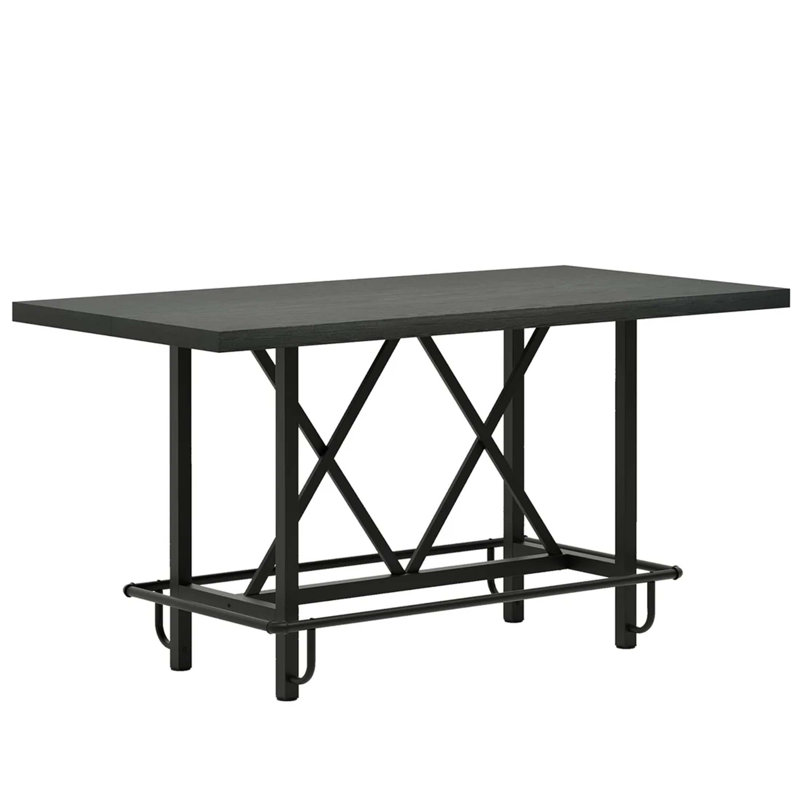 Table de cuisine rectangulaire robuste de style industriel avec pieds en métal, parfaite pour les intérieurs modernes et rustiques