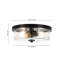 Black Double-Bulb Textured Glass Ceiling Fixture for Hallway & Kitchen