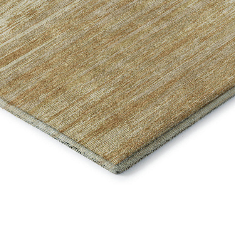 Premium Machine Washable Prisco Gold Rug, Round 8'
