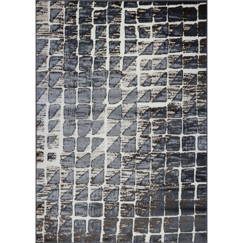 Tapis géométrique gris Alina, Rectangle 3 pi 11 po x 5 pi 3 po