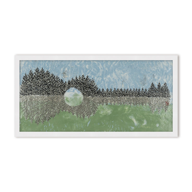 Nature Inspired "Emerald Waters" Canvas Wall Art By Karen Biery, 8" H x 16" W, Framed Matted Print, Brown