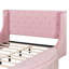 Lit plateforme tapissier en velours avec tête de lit à oreilles, 1 grand tiroir et 2 tabourets de rangement latéraux-2000526407