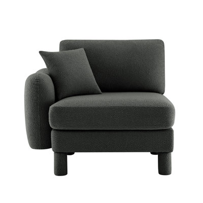 Chaise avec accoudoirs en tissu avec coussin Lucas Modern - gris foncé pour salon et chambre à coucher