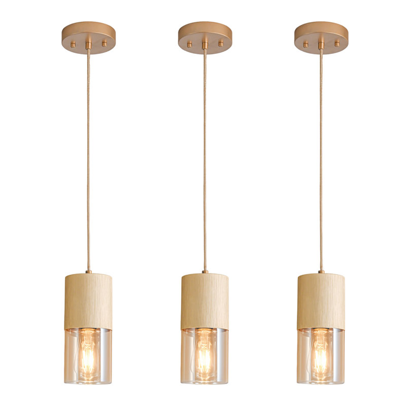 Ensemble de 3 luminaires suspendus modernes Grishilde pour îlot de cuisine, Ambre